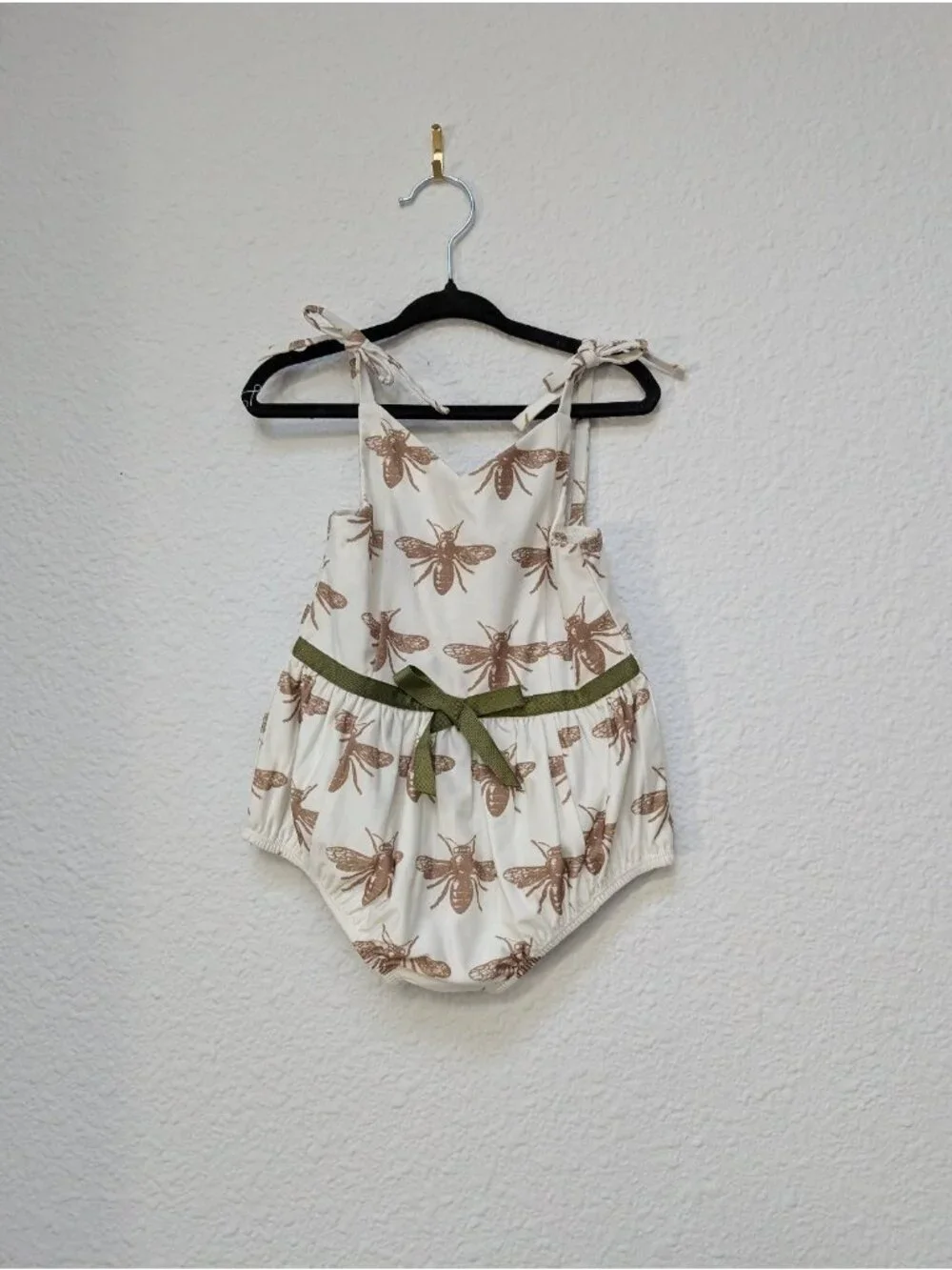 Kate Quinn Swimwear 3T Fennel Bees Skinny Bow Bubble One Piece Swimsuit